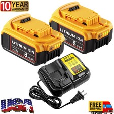 Pack For DeWalt 20V 20 Volt 8.0AH Lithium Ion Battery DCB200-2 DCB205-2 /Charger