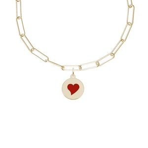 Authentic 18" Gold Plated Sterling Silver Charm Necklace Petite Disc Heart Charm Rembrandt