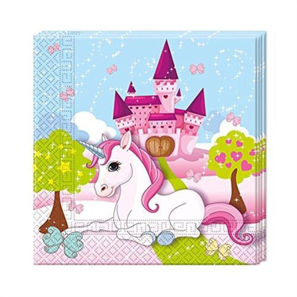 Servietten 33X33 Cm 20 StüCk Einhorn Papierservietten Kindergeburtstag Party-image