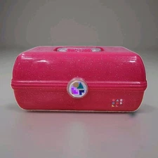 Caboodles On The Go Girl Makeup Case Pink Glitter Vintage Cosmetic Organizer