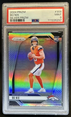 2024 Panini Prizm Bo Nix RC Silver Rookie #309 Broncos PSA 9