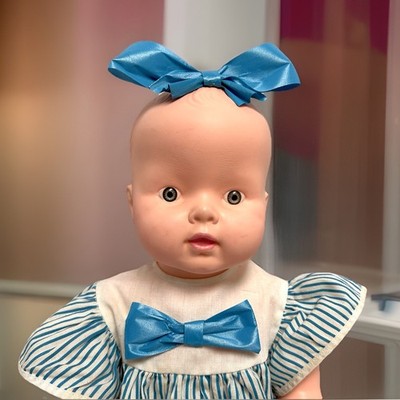 Vintage Large Doll Plastic Body 20  Unmarked Baby Original Dress Molded Hair TLC