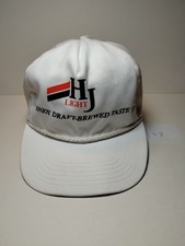 Vintage 1980s Herman Joseph HJ Draft Brewed Beer White Ball Hat Made In USA