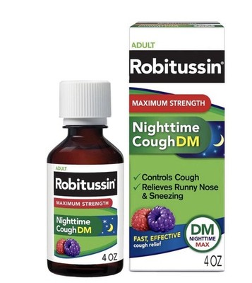 Robitussin Maximum Strength Nighttime Cough DM 4 Fl Oz Expires 03/28