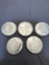 Lot of 5 1878-1893 CC Morgan Silver Dollars - Uncirculated Random CC Year Coins