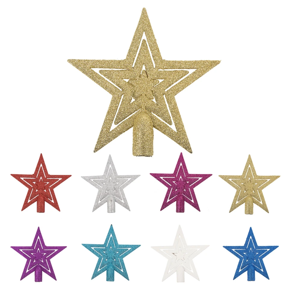ROCKING PARTY 20cm Glitter Star Christmas Tree Topper Decoration Ornament (Various Colours)