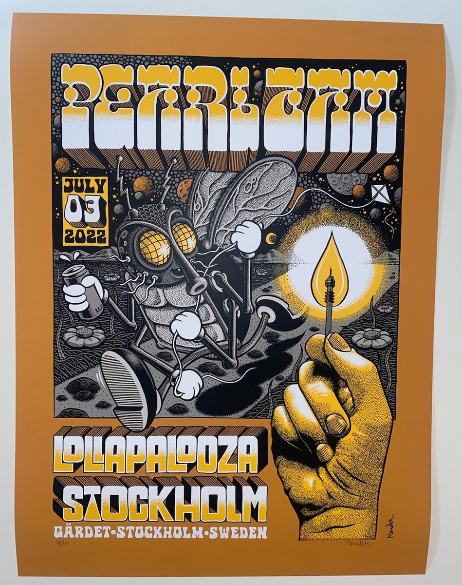 Pearl Jam Sweden Poster AP Lollapalooza 22 SIGNED & #d Print