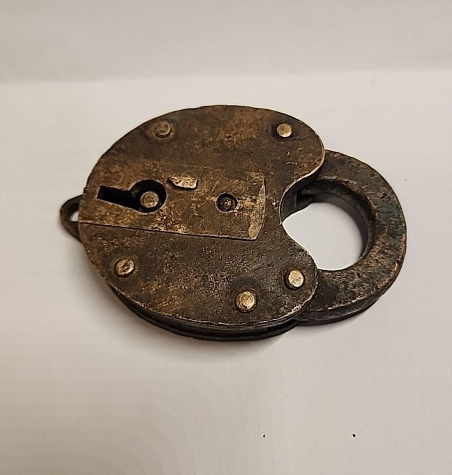 Antique 1800's Pad Lock Solid Brass Ship Yard Railroad Stage Coach