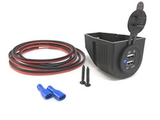 12V Underdash/Indash Mount Dual 5V Charger Water Resistant with Cover