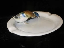 Vintage Metzler & Ortloff Germany Porcelain Mallard Duck Ashtray