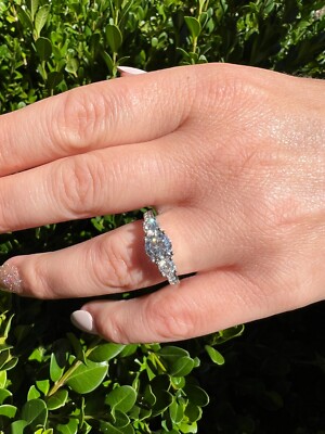 1.7ct Real Moissanite Promise Engagement Ring 925 Silver Three  display picture 1