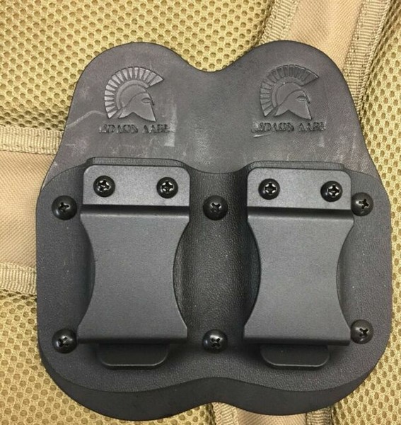 IWB Double Magazine Carrier for Glock 43 43x Black Kydex and Leather
