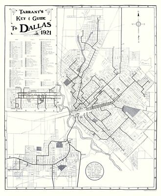 Historic City Map - Dallas Texas Key Guide - Tarrant 1921 - 23 x 27.94