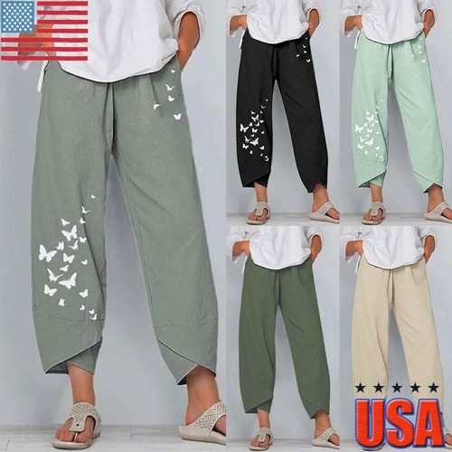 Plus Size Womens Ladies Cotton Linen 