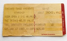 Vtg Starship Concert Ticket Stub January 17, 1987 at Caesars Tahoe Nevada 80s