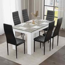 Dining Table and Chairs 4/6 Set Pu Leather Seat Dining Kitchen Room Furniture