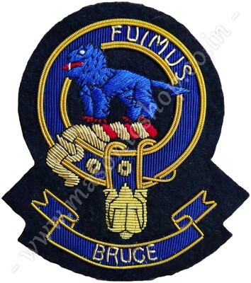 SCOTTISH CLAN CREST BADGE HAND EMBROIDERED PATCH - BRUCE