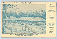 1940 Sierra Sky Ranch Inc National Forest Yosemite Park Map Oakhurst CA Postcard