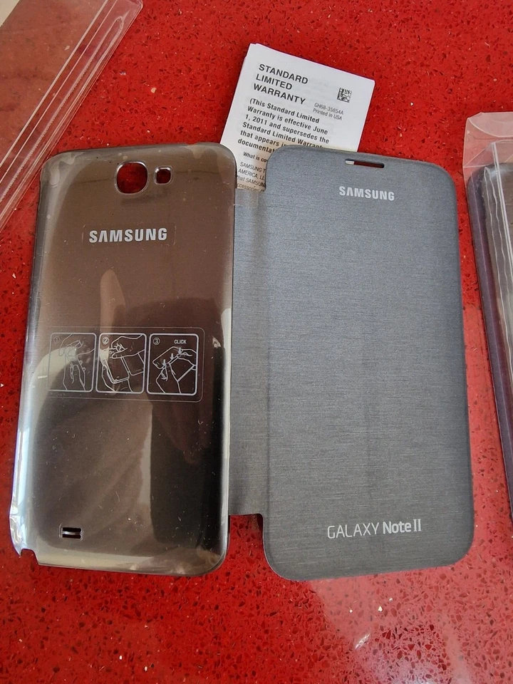 2x Genuine Flip Case + NFC for Samsung Galaxy Note 2 N7100 + Original Case Back - Image 4 of 4