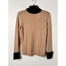 MAGASCHONI New York Women's Turtleneck Sweater 100 Cashmere Beige/Brown NWT