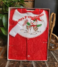 Playskool vintage Baby Pajamas Sleeper Baby's First Christmas, Boy, Girl T2 