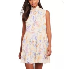 Amanda Uprichard Nadia Dress Size L- Pastel Floral High Smocked Neck Sleeveless