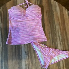 Women  s Old Navy 2pc Tankini Bikini Sz Xsmall Lavender/white Stripes