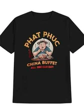 Black Polyester Men's Casual Crew Neck T-Shirt | Funny "PHAT PHUC" Graphic,