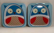 2 SKIP HOP ZOO Owl KIDS DIVIDED PLATE Set Smart Serve Child's Melamine BPA-Free