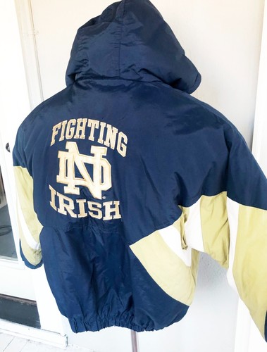 Vintage Starter Mens Notre Dame Fighting Irish Pullover Insulated Jacket LARGE