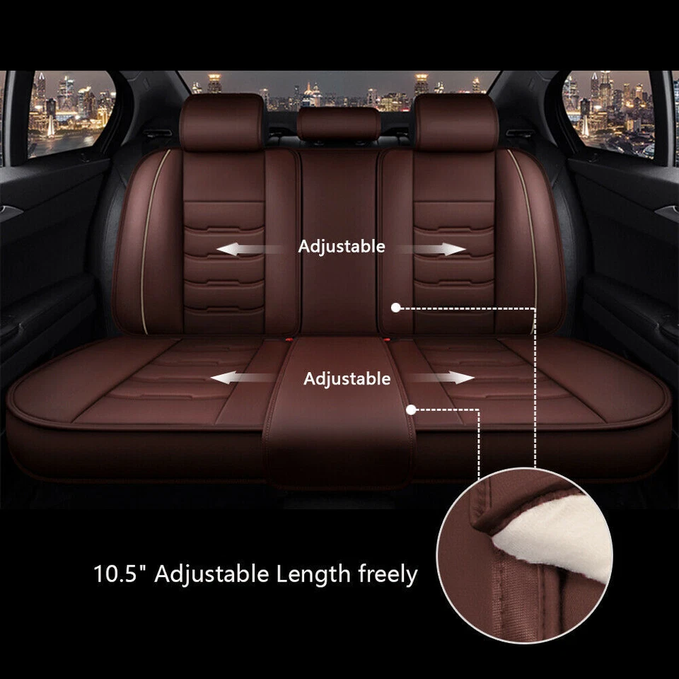 For Ford Car Seat Cover Full Set Deluxe PU Leather 5-Seats Front Rear Protector Foto 4 de 4