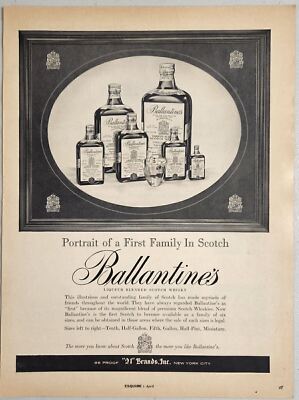 1959 Print Ad Ballantine's Liqueur Blended Scotch Whiskey 86 Proof