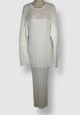 Stella McCartney Women's White Plissé Knit Round Neck Maxi Dress Size S