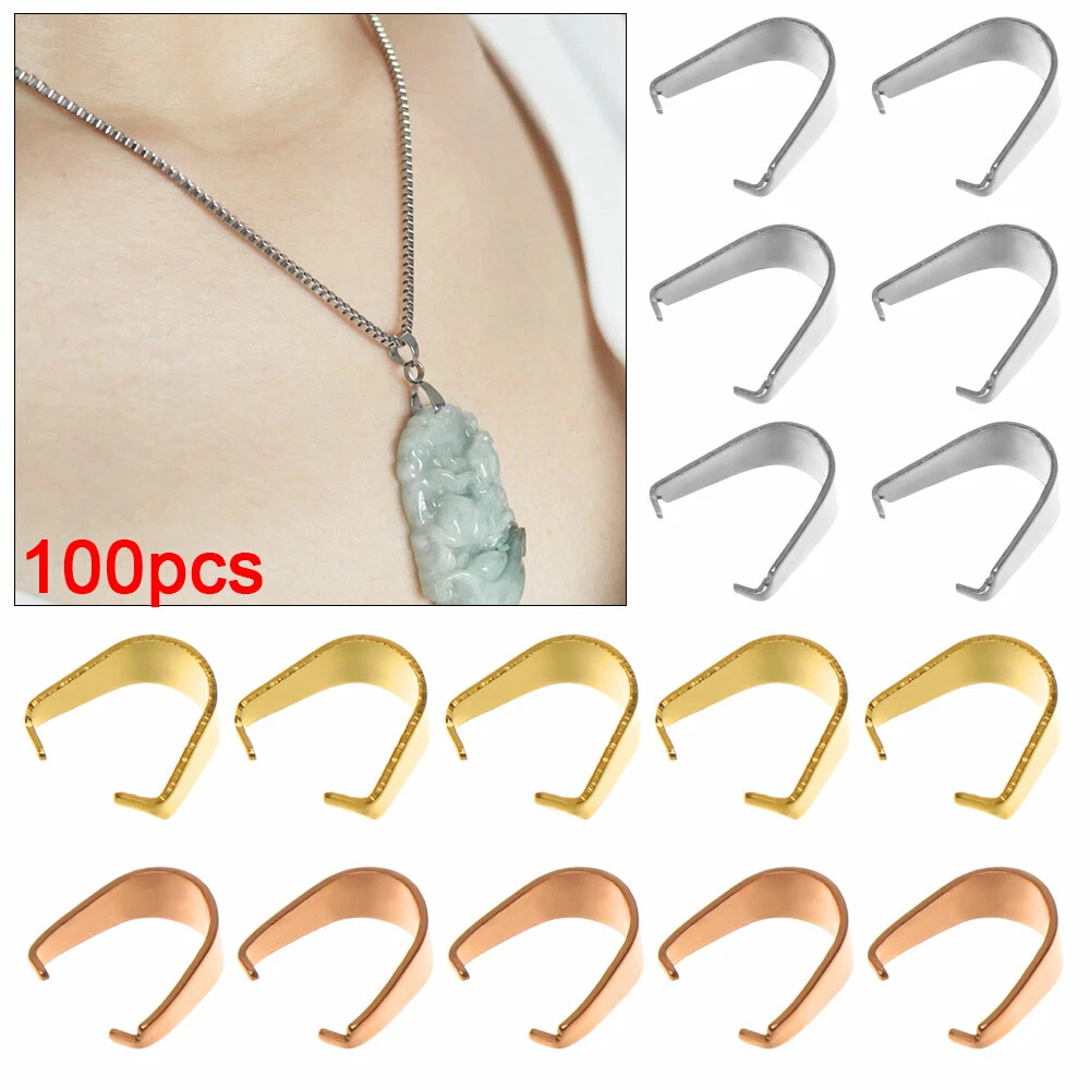 Pinch Bail Clasp Pendant Clips Buckle DIY Jewelry Connector Charm Necklace  Hook