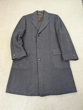 Wool Coat Mens 42R Gray Jacket Long Vintage Car Overcoat Vintage 1960s USA Made