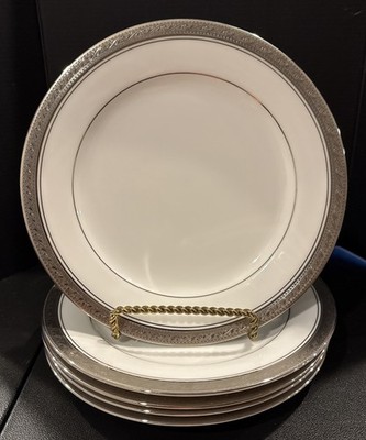 Noritake Crestwood Platinum Salad Plates Plate 8 Inch Set Of 5 NEW Wedding Party