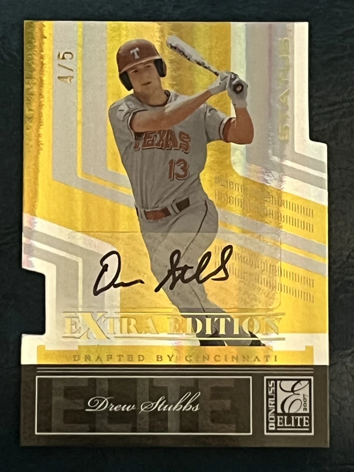 Donruss Elite 2007 edición extra Drew Stubbs Gold Status autógrafo novato #4/5 Foto 2 de 4