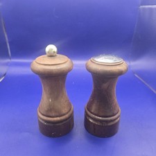 Vintage Wooden Salt Shaker and Pepper Mill Grinder Set