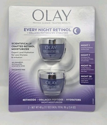 Olay Every Night Retinol Moisturizer 2-Pack Retinol Collagen Peptides 1.7 oz