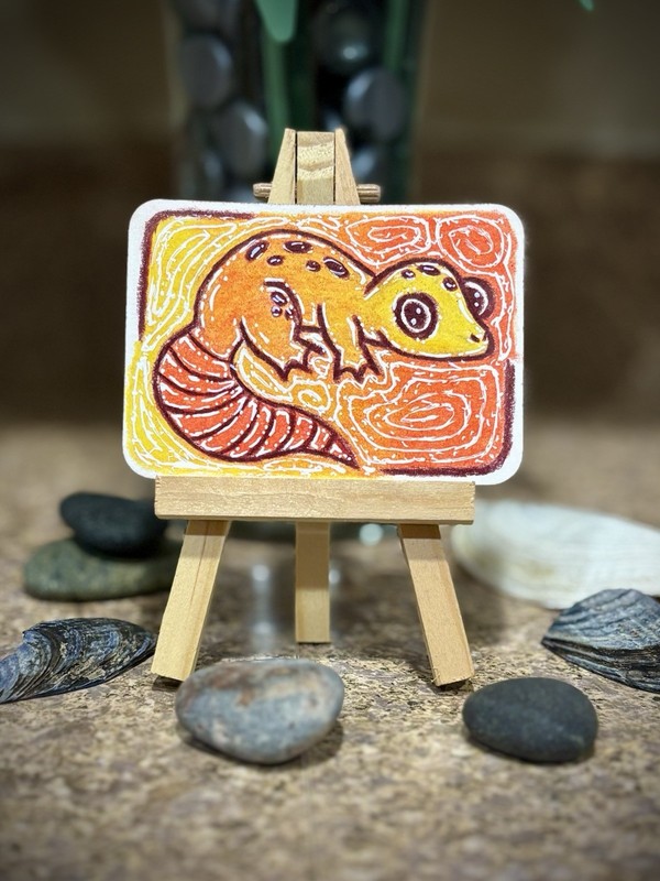 ACEO Original Mini Art Card - Fantasy Lizard - 2.5in x 3.5in - Bailey Holland