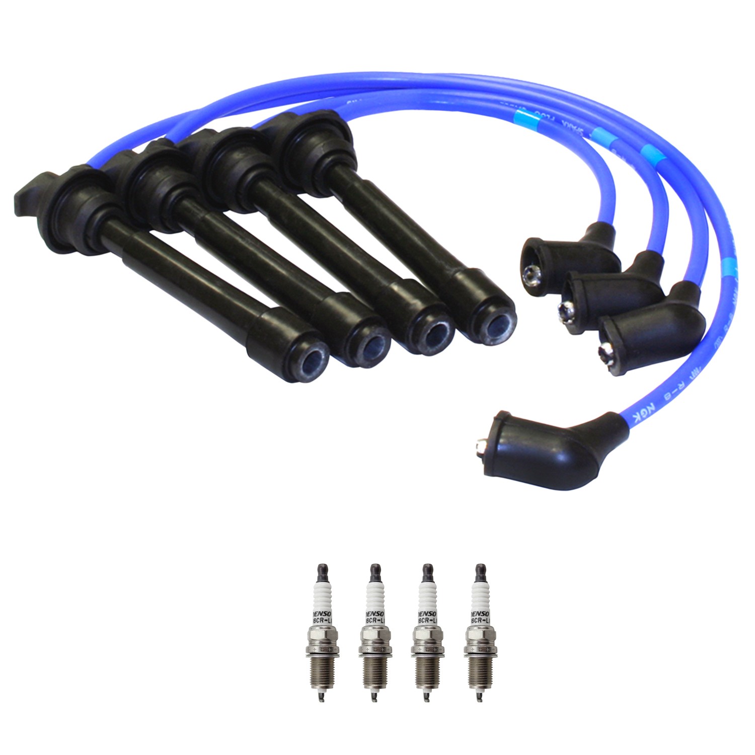 NGK Wire Set  Denso 4 Gap0.044 Standard Spark Plugs Kit for Elantra Soul 2.0 L4
