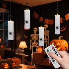 Wondise Halloween Flameless Floating Candles 4 Pack Remote Timer LED Battery ...