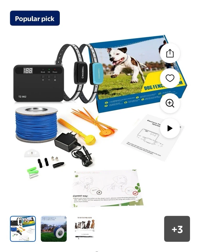 Sistema eléctrico inalámbrico de contención para mascotas cerca para perros 100 % inalámbrico hasta 990 pies Foto 3 de 3