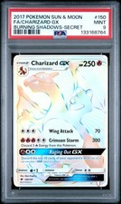 2017 POKEMON SUN & MOON BURNING SHADOWS SECRET #150 FULL ART/CHARIZARD GX PSA 9