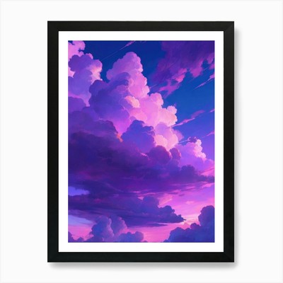 Anime Pastell Traum Himmel lila Wolke gerahmt Wandbild Poster Leinwanddruck Bild