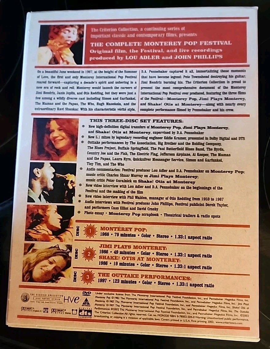 The Complete Monterey Pop Festival DVD Box Set (3 DVDs) | eBay
