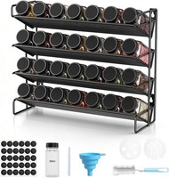 GewüRzregal 4-Stufig Metall Schwarz 28 GläSer 420 Etiketten KüChe 28 StüCk