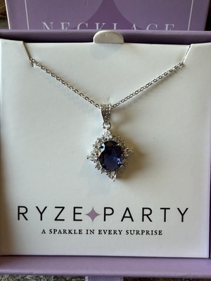 Ryze Party Necklace .925 Sterling Silver Royal Tease Crystal White Frost CZ
