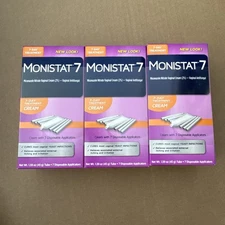 MONISTAT 7 CREAM W/APPLICATOR 1.59OZ Lot Of 3 Exp.8/26