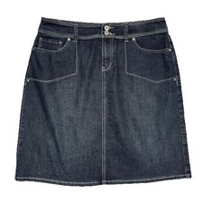 Christopher Banks Denim Skirt 10 32x21 Black A Line Knee Stretch Womens